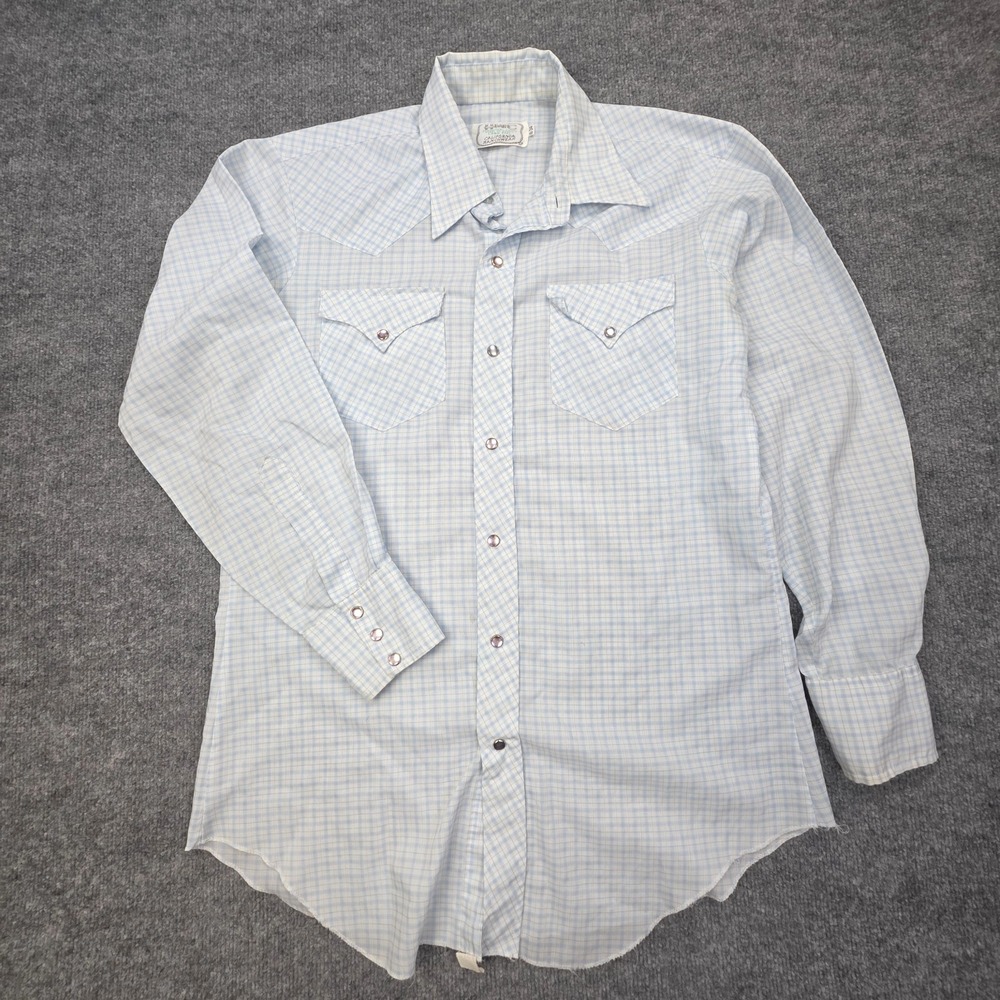 VINTAGE H Bar C Western Pearl Snap Shirt Men's 16 - 34 Plaid